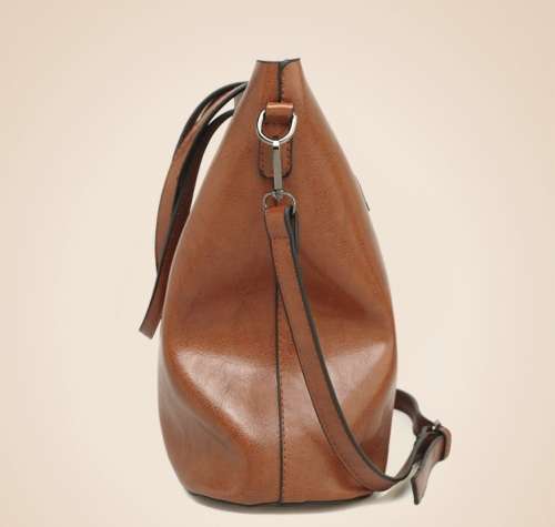 2017 Oil Leather-style Crossbody/Shoulder Tote Bag Brown or Burgundy)